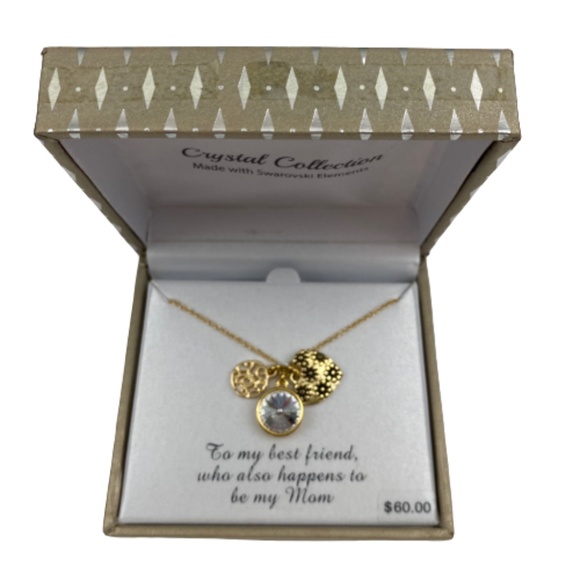 CHARMING INSPIRATIONS Necklace Mom Gold-Plated Crystal Charm Gold-Plated 18 inch - Picture 2 of 5